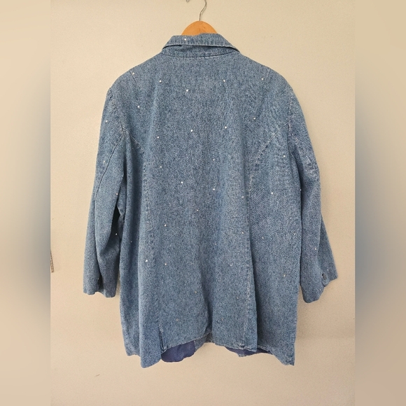 Ladies QUACKER FACTORY 1-button Lined Denim Jacket w/ BLING, Plus 2X Easter - Picture 9 of 14